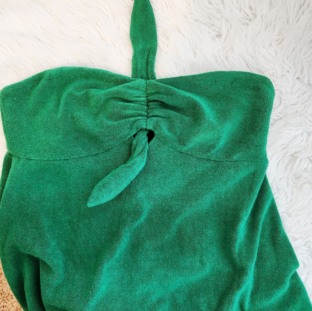 ZIMMERMAN SRRAPPLES MIDI DRESS IN GREEN TERRY CLOTH BELOW KNEE LENGHT SZ 3/LARGE - Picture 14 of 15